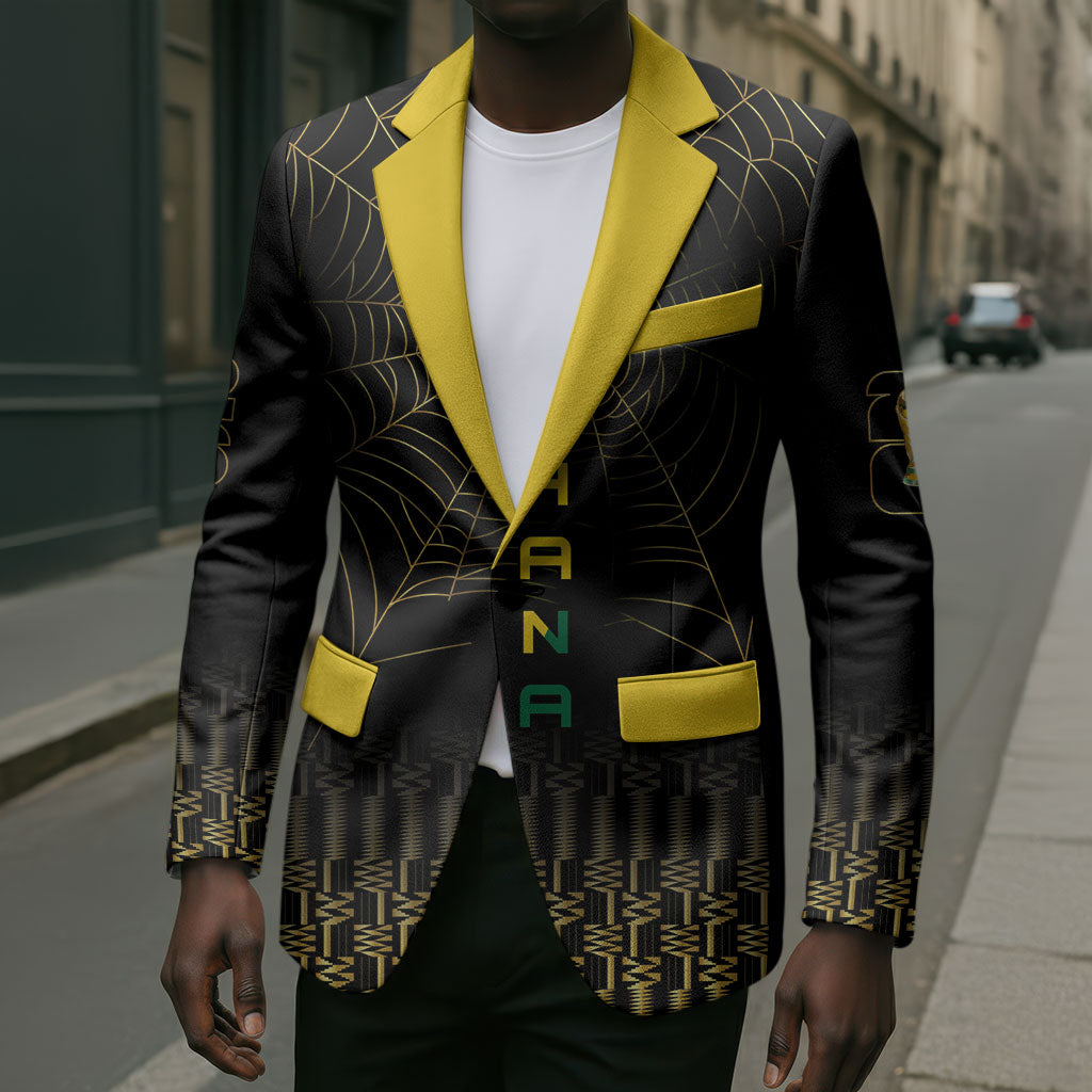 Ghana Black Star Custom Blazer Gold Ananse Spiderweb Inspired