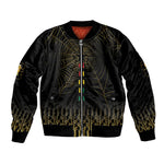 Ghana Black Star Custom Bomber Jacket Gold Ananse Spiderweb Inspired