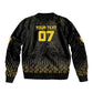Ghana Black Star Custom Bomber Jacket Gold Ananse Spiderweb Inspired
