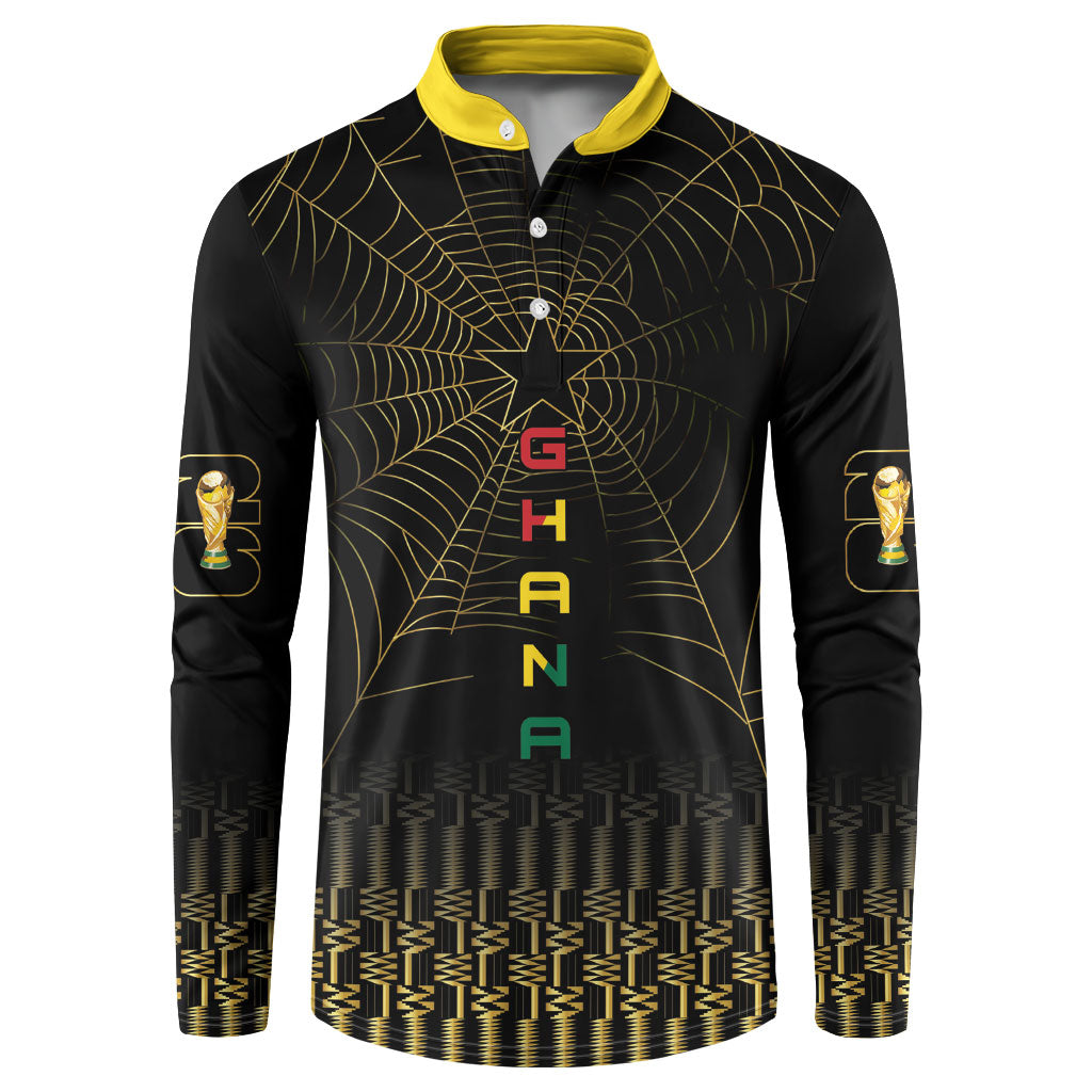 Ghana Black Star Custom Button Sweatshirt Gold Ananse Spiderweb Inspired