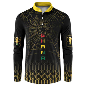 Ghana Black Star Custom Button Sweatshirt Gold Ananse Spiderweb Inspired