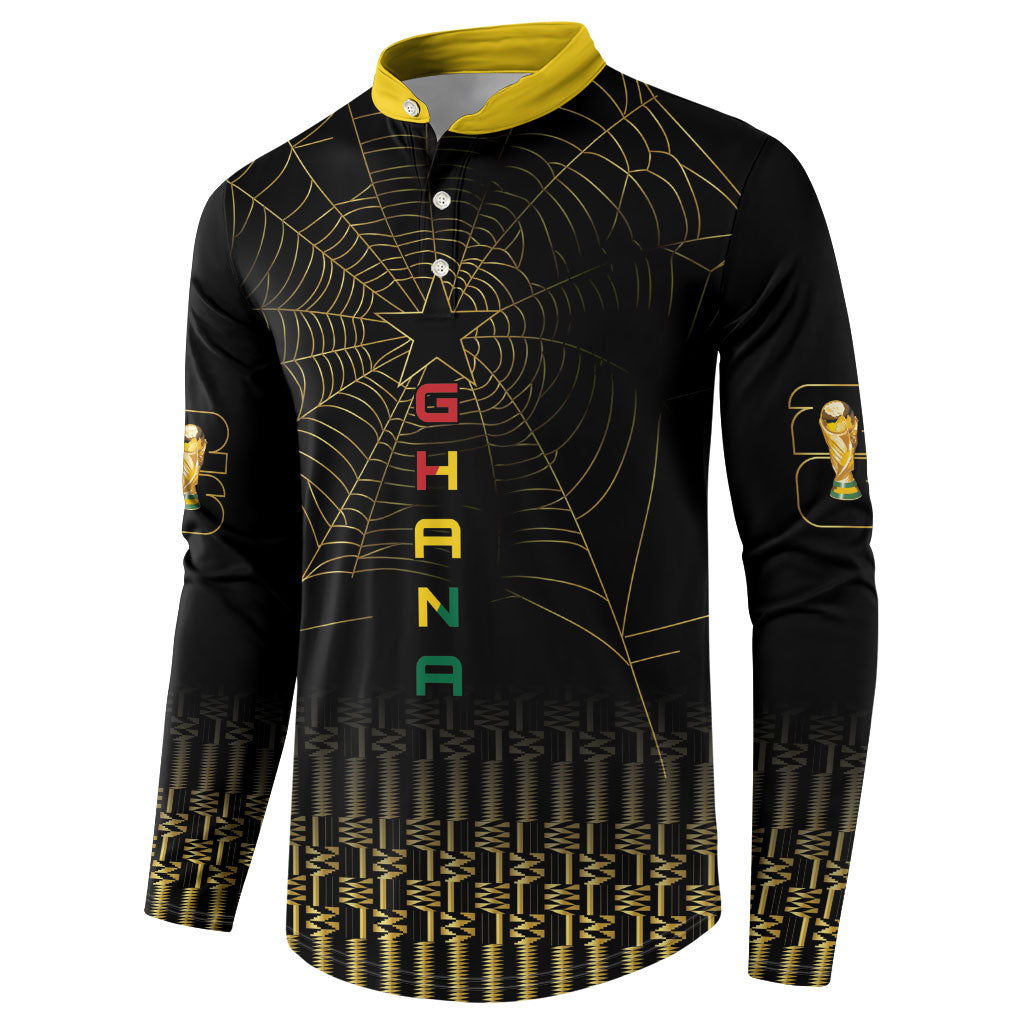 Ghana Black Star Custom Button Sweatshirt Gold Ananse Spiderweb Inspired