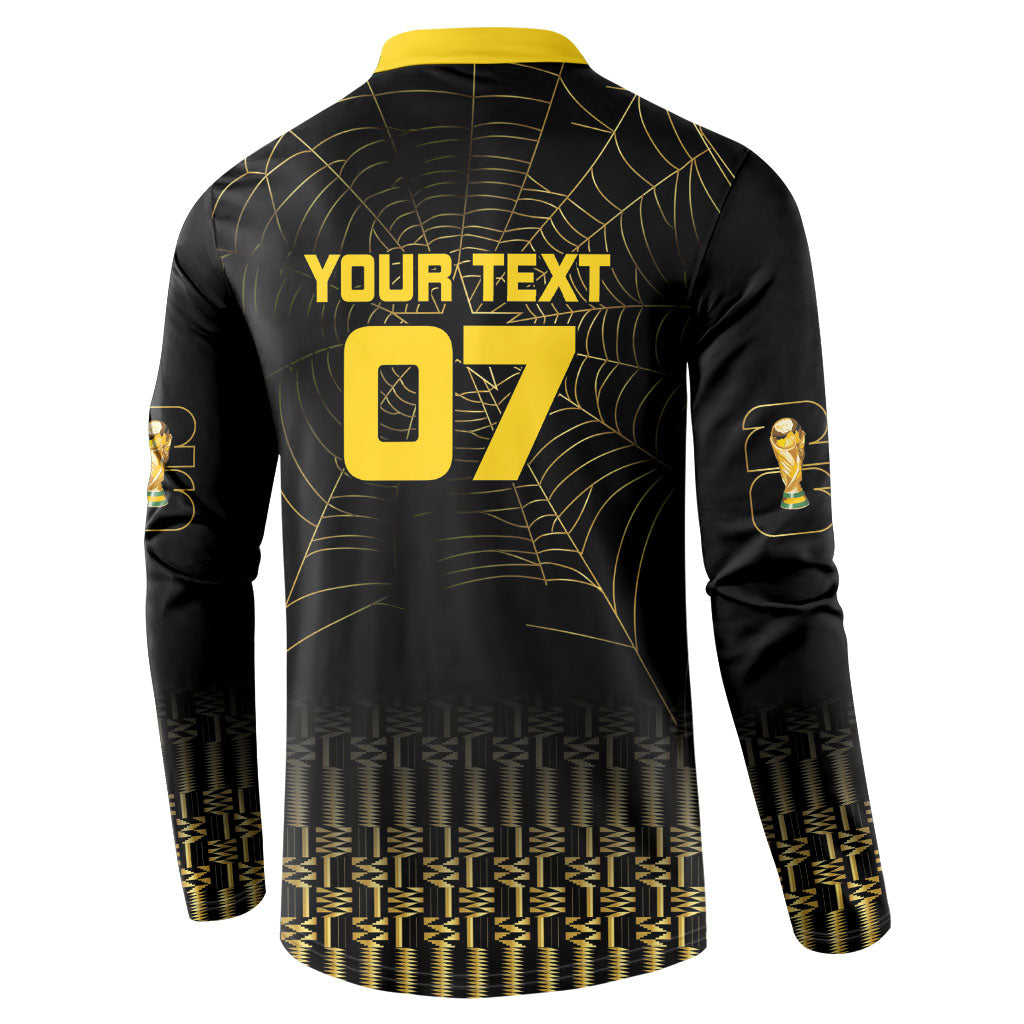 Ghana Black Star Custom Button Sweatshirt Gold Ananse Spiderweb Inspired