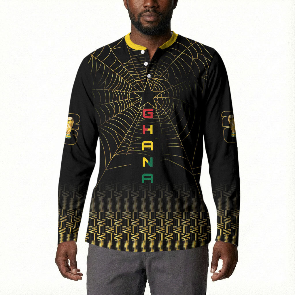 Ghana Black Star Custom Button Sweatshirt Gold Ananse Spiderweb Inspired