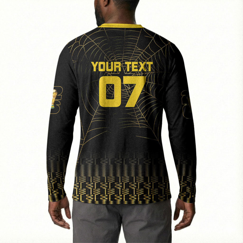 Ghana Black Star Custom Button Sweatshirt Gold Ananse Spiderweb Inspired
