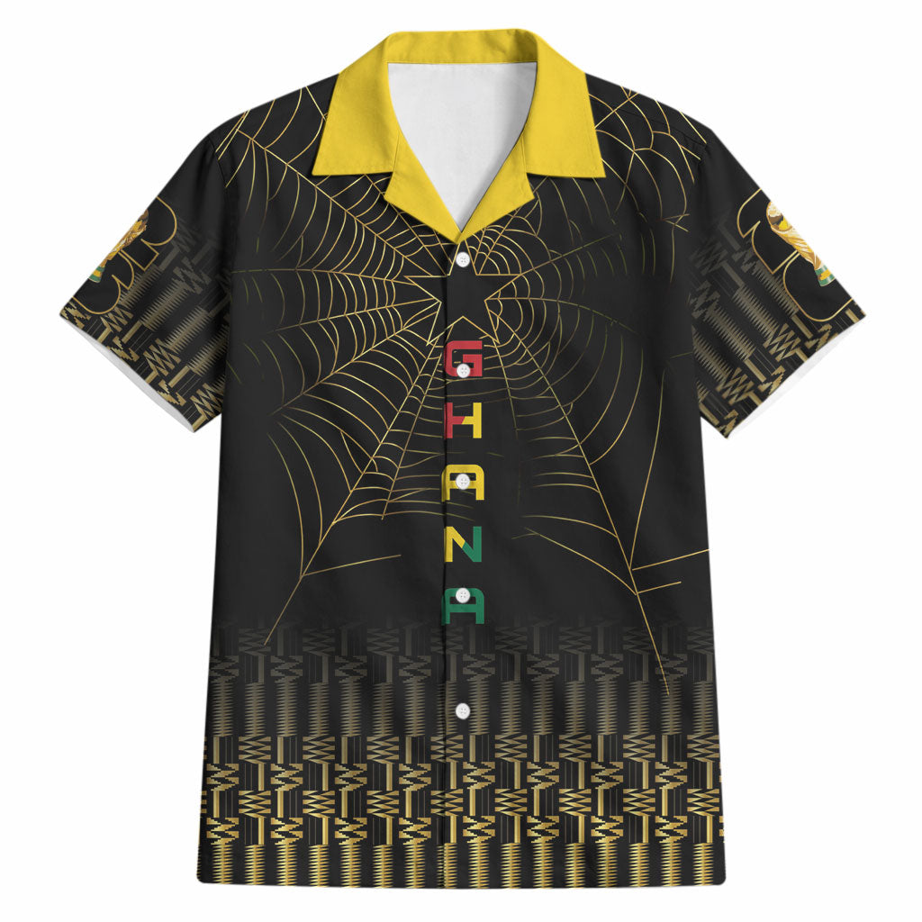 Ghana Black Star Custom Hawaiian Shirt Gold Ananse Spiderweb Inspired