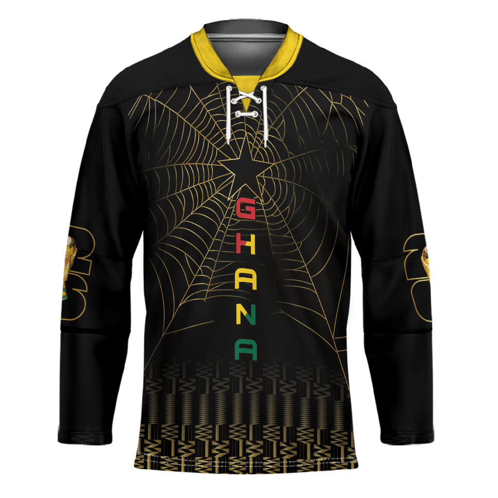 Ghana Black Star Custom Hockey Jersey Gold Ananse Spiderweb Inspired