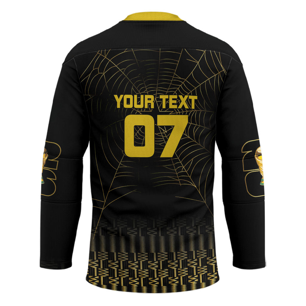 Ghana Black Star Custom Hockey Jersey Gold Ananse Spiderweb Inspired