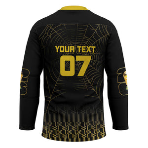 Ghana Black Star Custom Hockey Jersey Gold Ananse Spiderweb Inspired