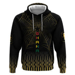 Ghana Black Star Custom Hoodie Gold Ananse Spiderweb Inspired