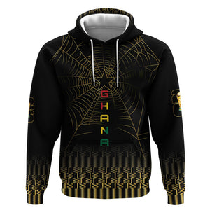 Ghana Black Star Custom Hoodie Gold Ananse Spiderweb Inspired