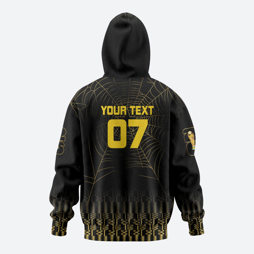 Ghana Black Star Custom Hoodie Gold Ananse Spiderweb Inspired