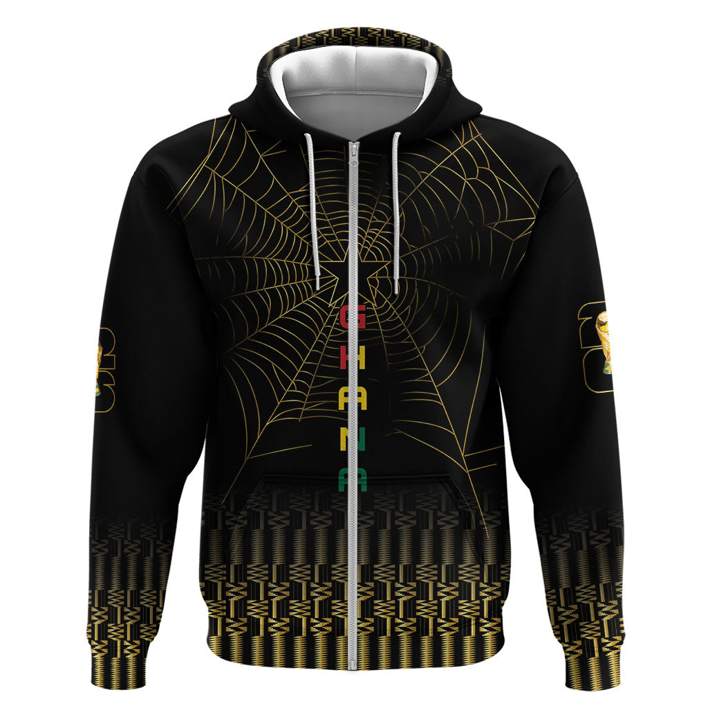 Ghana Black Star Custom Hoodie Gold Ananse Spiderweb Inspired