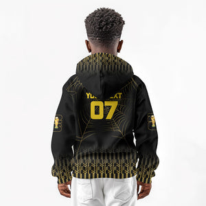 Ghana Black Star Custom Kid Hoodie Gold Ananse Spiderweb Inspired