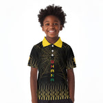 Ghana Black Star Custom Kid Polo Shirt Gold Ananse Spiderweb Inspired