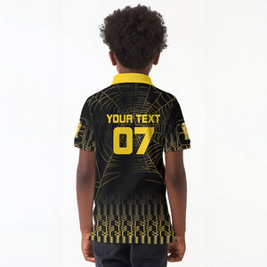Ghana Black Star Custom Kid Polo Shirt Gold Ananse Spiderweb Inspired