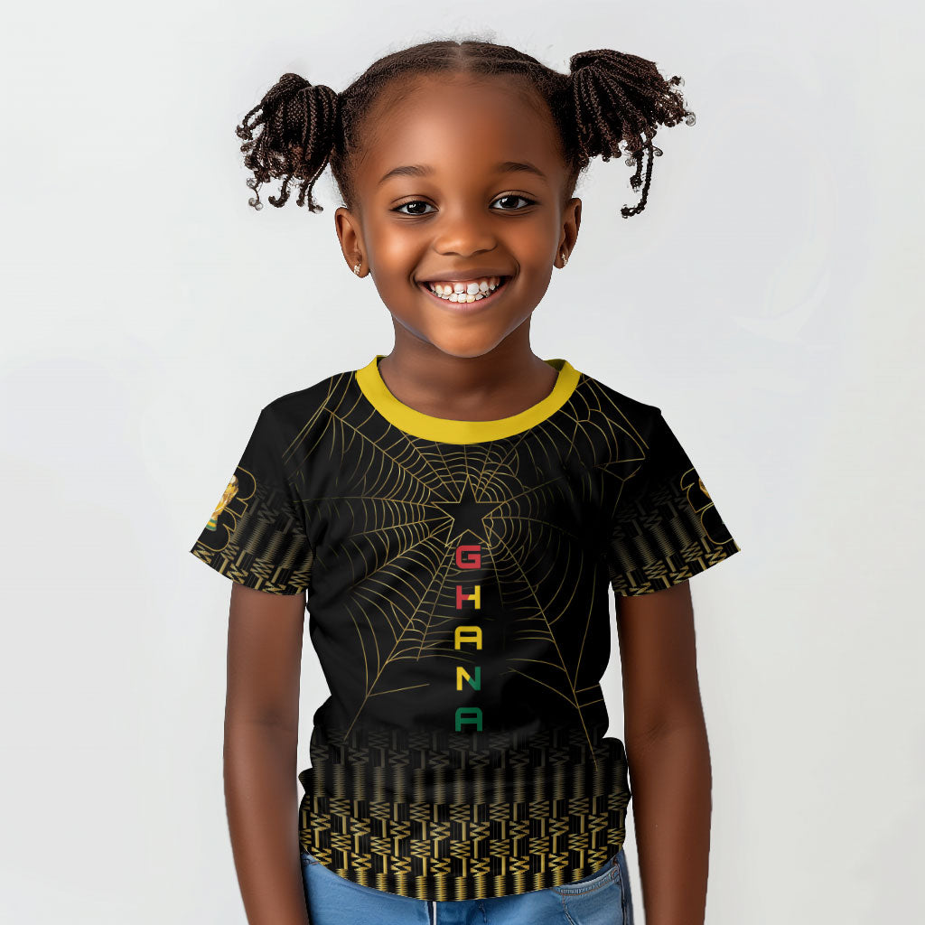 Ghana Black Star Custom Kid T shirt Gold Ananse Spiderweb Inspired