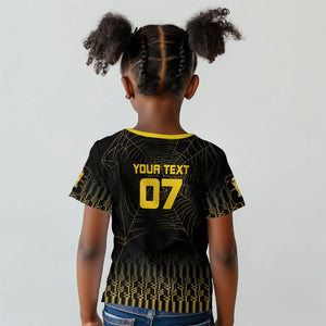 Ghana Black Star Custom Kid T shirt Gold Ananse Spiderweb Inspired