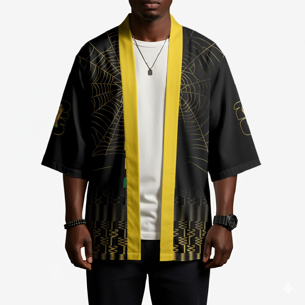 Ghana Black Star Custom Kimono Gold Ananse Spiderweb Inspired