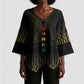Ghana Black Star Custom Kimono Sleeve Blouse Gold Ananse Spiderweb Inspired