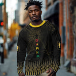 Ghana Black Star Custom Long Sleeve Shirt Gold Ananse Spiderweb Inspired