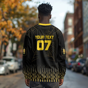 Ghana Black Star Custom Long Sleeve Shirt Gold Ananse Spiderweb Inspired