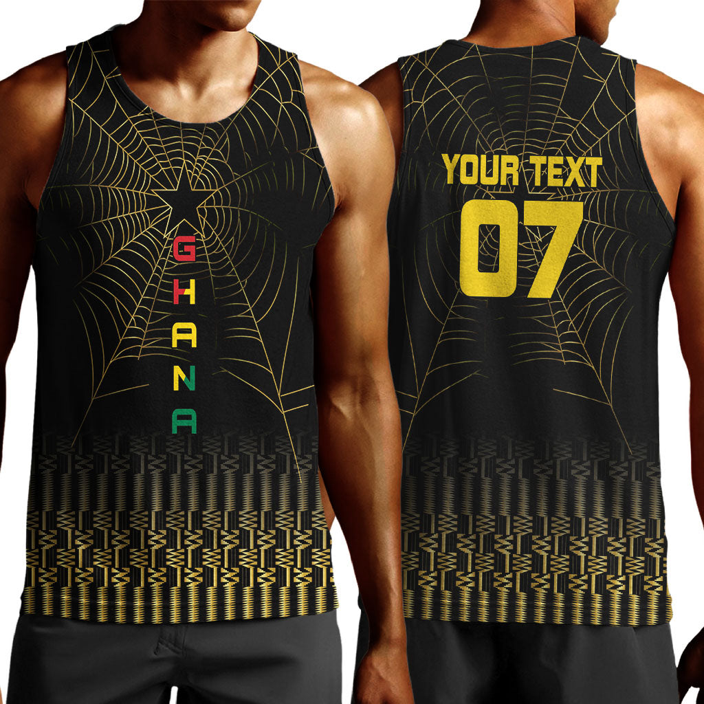 Ghana Black Star Custom Men Tank Top Gold Ananse Spiderweb Inspired