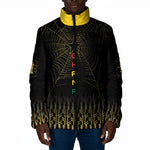 Ghana Black Star Custom Padded Jacket Gold Ananse Spiderweb Inspired