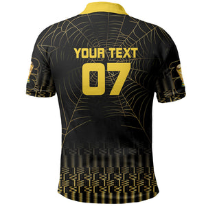Ghana Black Star Custom Polo Shirt Gold Ananse Spiderweb Inspired