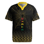 Ghana Black Star Custom Rugby Jersey Gold Ananse Spiderweb Inspired