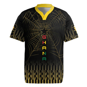 Ghana Black Star Custom Rugby Jersey Gold Ananse Spiderweb Inspired