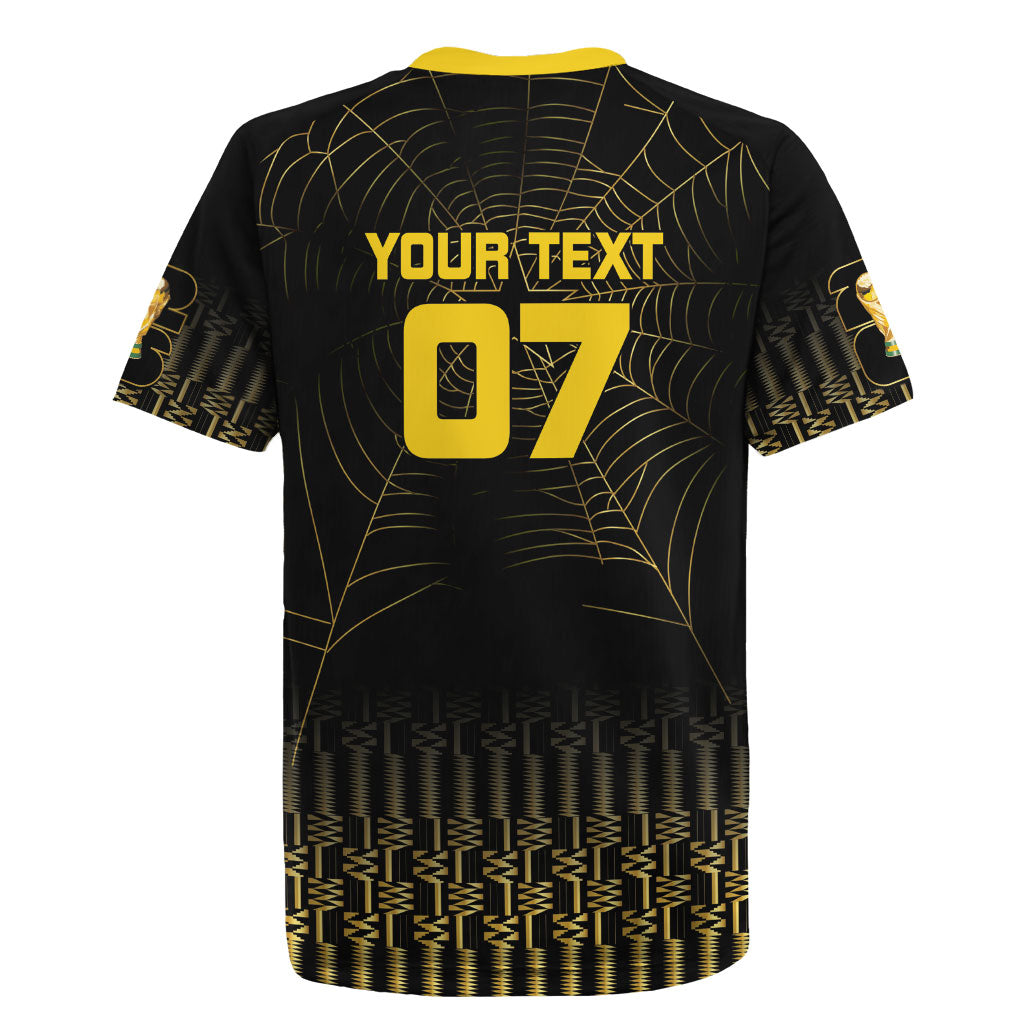 Ghana Black Star Custom Rugby Jersey Gold Ananse Spiderweb Inspired