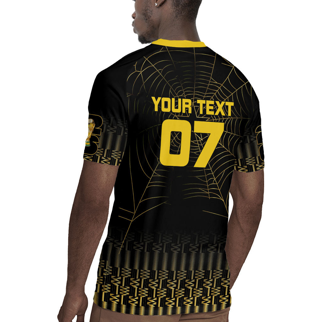 Ghana Black Star Custom Rugby Jersey Gold Ananse Spiderweb Inspired