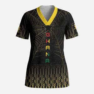 Ghana Black Star Custom Scrub Top Gold Ananse Spiderweb Inspired