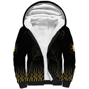 Ghana Black Star Custom Sherpa Hoodie Gold Ananse Spiderweb Inspired