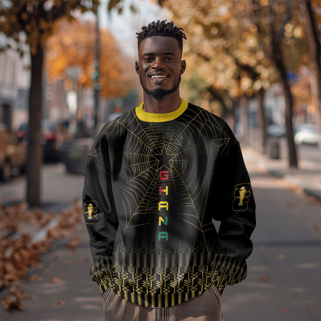 Ghana Black Star Custom Sweatshirt Gold Ananse Spiderweb Inspired