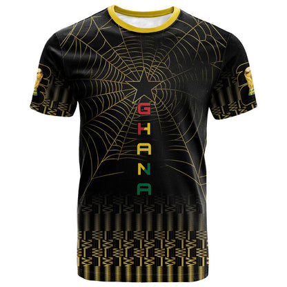 Ghana Black Star Custom T shirt Gold Ananse Spiderweb Inspired