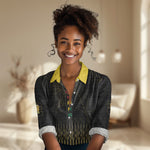 Ghana Black Star Custom Women Casual Shirt Gold Ananse Spiderweb Inspired