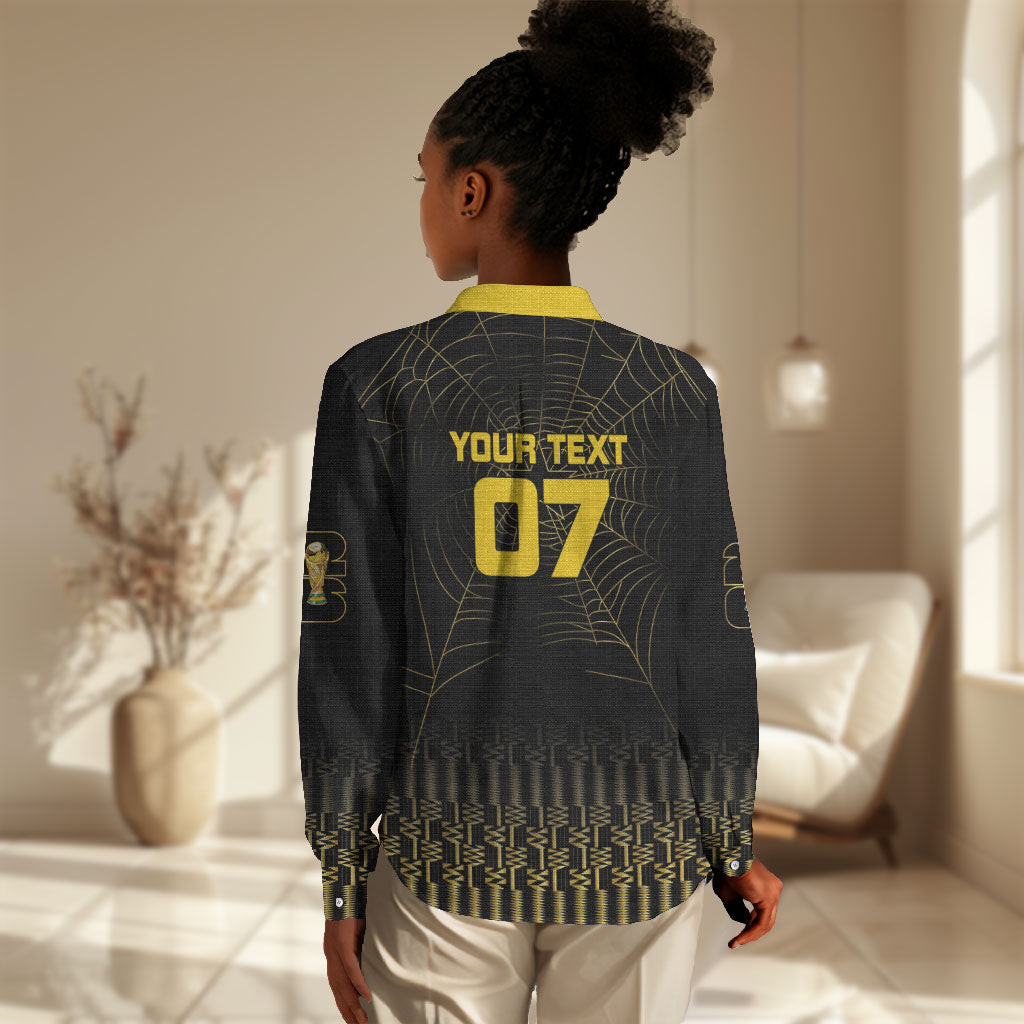 Ghana Black Star Custom Women Casual Shirt Gold Ananse Spiderweb Inspired