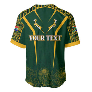 Personalised South African Heritage Day Baseball Jersey Kente Ethnic Patterns Mix Springboks