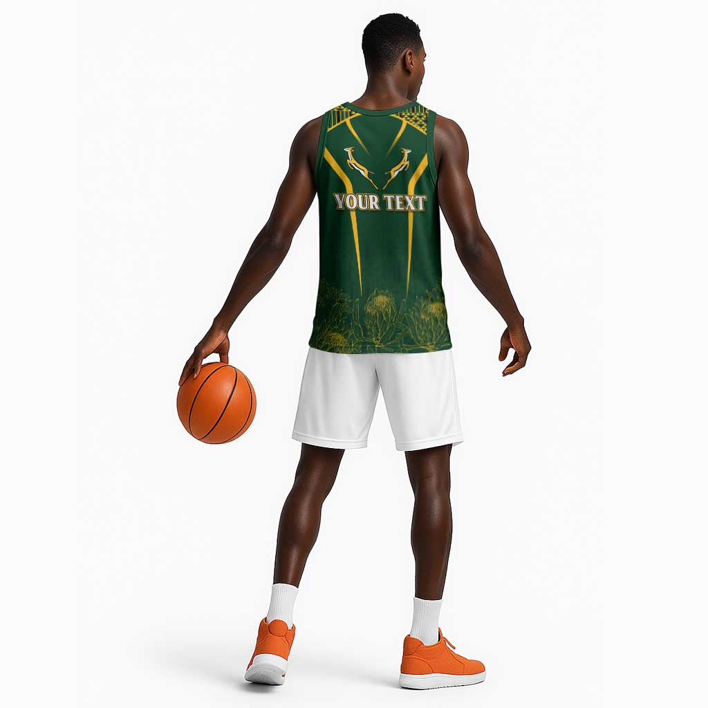 Personalised South African Heritage Day Basketball Jersey Kente Ethnic Patterns Mix Springboks LT7