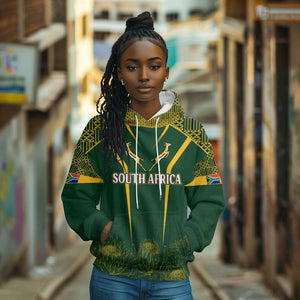 Personalised South African Heritage Day Hoodie Kente Ethnic Patterns Mix Springboks