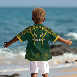 Personalised South African Heritage Day Kid Hawaiian Shirt Kente Ethnic Patterns Mix Springboks