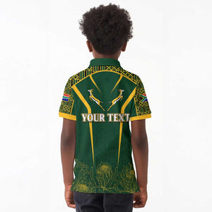 Personalised South African Heritage Day Kid Polo Shirt Kente Ethnic Patterns Mix Springboks