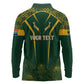 Personalised South African Heritage Day Long Sleeve Polo Shirt Kente Ethnic Patterns Mix Springboks