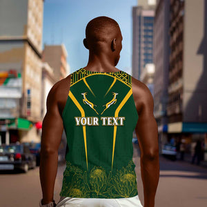 Personalised South African Heritage Day Men Tank Top Kente Ethnic Patterns Mix Springboks