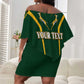 Personalised South African Heritage Day Off Shoulder Short Dress Kente Ethnic Patterns Mix Springboks LT7