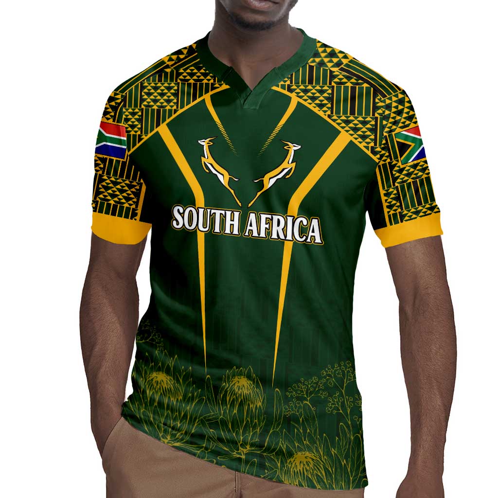 Personalised South African Heritage Day Rugby Jersey Kente Ethnic Patterns Mix Springboks