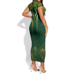 Personalised South African Heritage Day Short Sleeve Bodycon Dress Kente Ethnic Patterns Mix Springboks LT7