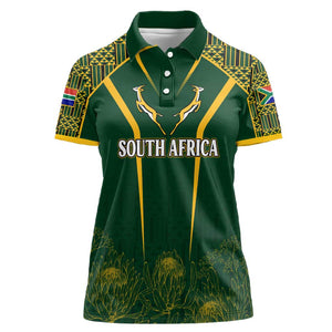 Personalised South African Heritage Day Women Polo Shirt Kente Ethnic Patterns Mix Springboks